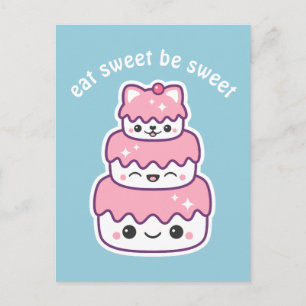 Carte Postale Gâteau de chaton rose mignon