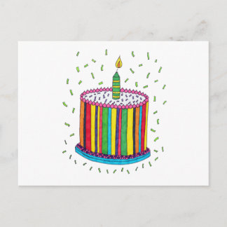 Carte Postale Gâteau de fête d'anniversaire coloré