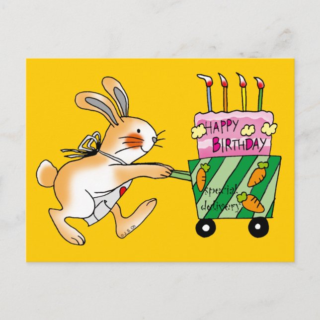 Carte Postale Gâteau de lapin d'anniversaire (Devant)