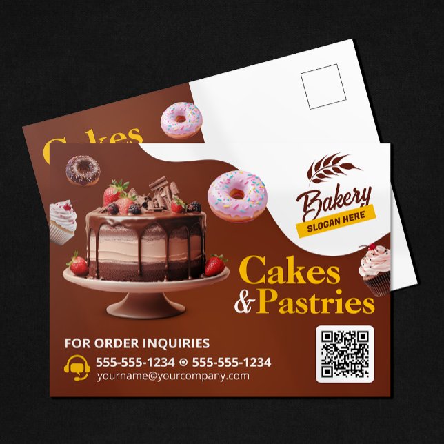 Carte Postale Gâteau de mariage et d'anniversaire de boulangerie (Créateur téléchargé)