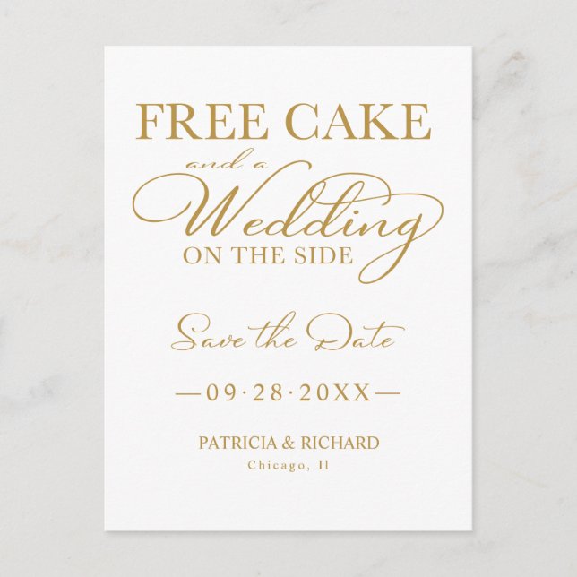 Carte Postale Gâteau Gratuit Et Un Mariage Sur Le Côté Enregistr (Devant)