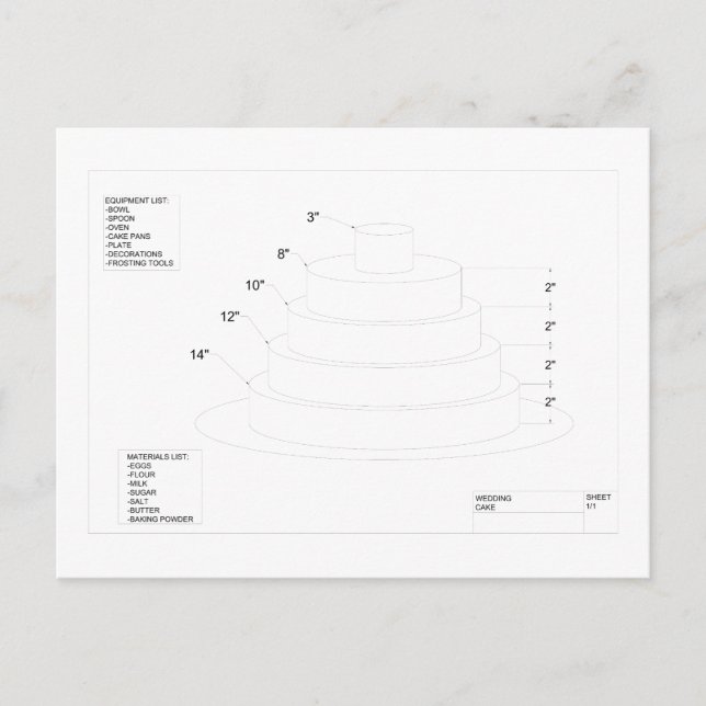 Carte Postale Gâteau Mariage architectural (Devant)