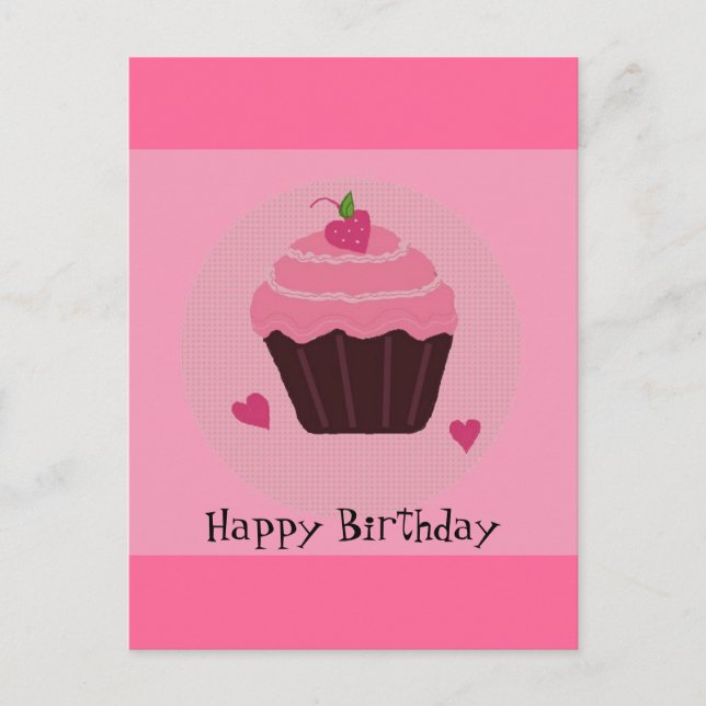 Carte Postale Gâteau rose d'anniversaire (Devant)
