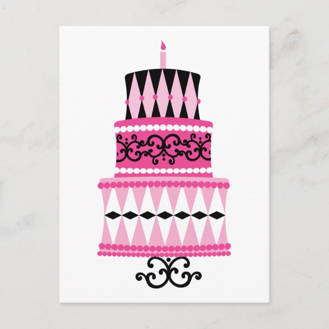 Carte Postale Gâteau rose et noir (Devant)