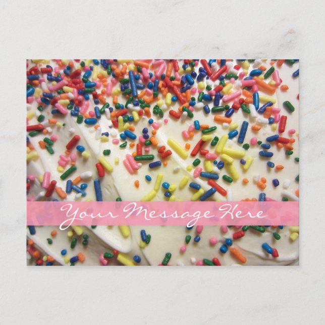 Carte Postale Gâteau rose et saupoudré couleur rose fille Annive (Devant)