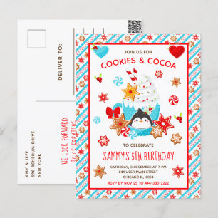 Carte Postale Gâteaux de Noël et Anniversaire Bleu au Cacao