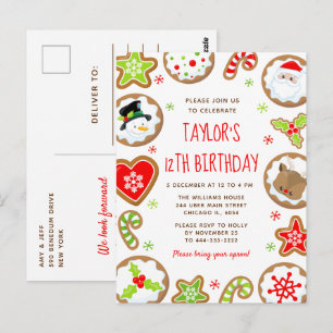 Carte Postale Gâteaux de Noël Fête d'anniversaire Rouge et Vert