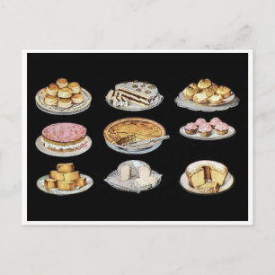 Carte Postale Gâteaux tartes biscuits de boulangerie vintage