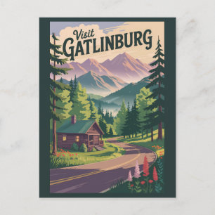 Carte Postale Gatlinburg Tennessee Cabine Travel Art Vintage