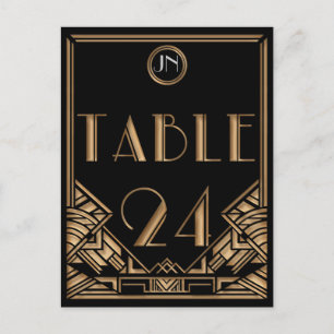 Carte Postale Gatsby style Art déco d'or noir Numéro de tableau 