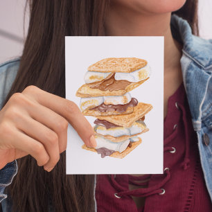 Carte Postale Gaufres réalistes à l'aquarelle