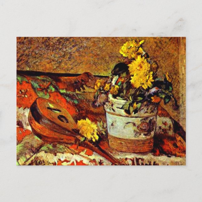 Carte Postale Gauguin - Mandolina and Flowers-1883 (Devant)