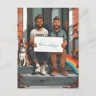 Carte Postale Gay Couple and Pet Dog