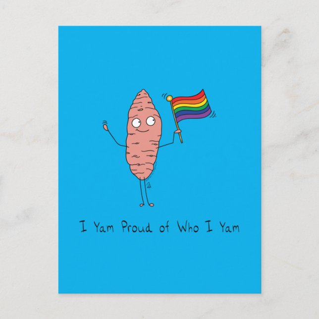 Carte Postale Gay pride LGBTQ Yam Je suis fier (Devant)
