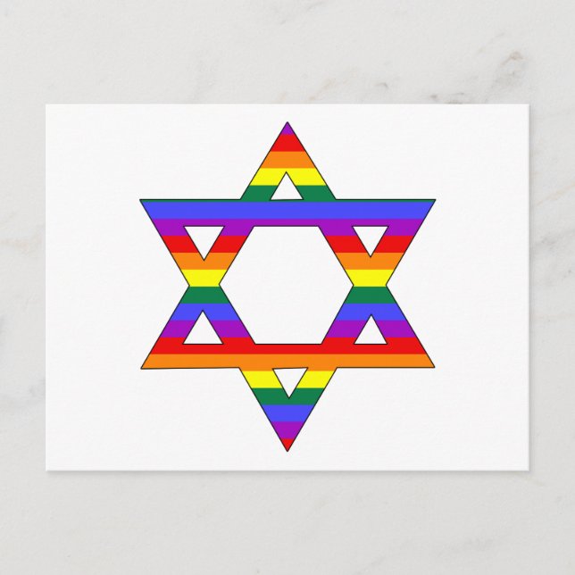 Carte Postale Gay pride personnalisable Rainbow Star de David (Devant)