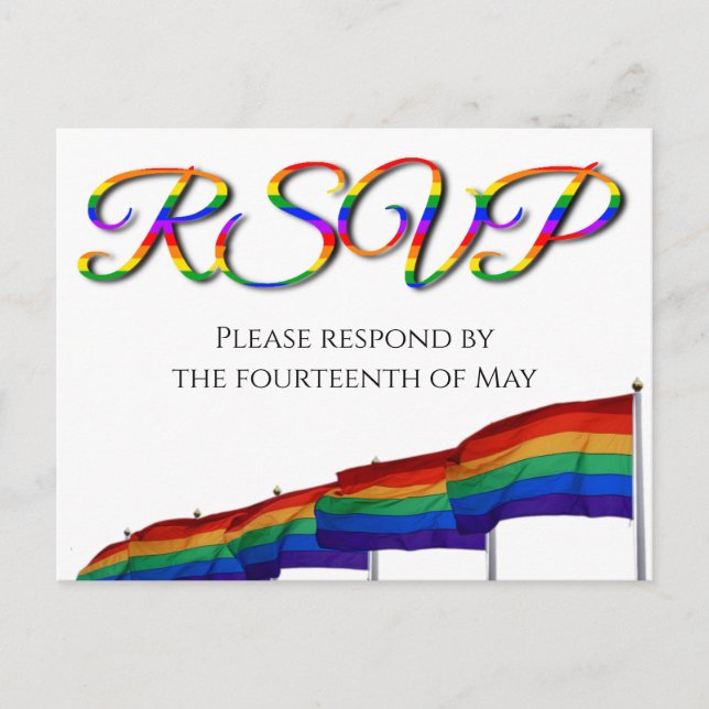 Carte postale gay pride Rainbow Wedding RSVP (Devant)