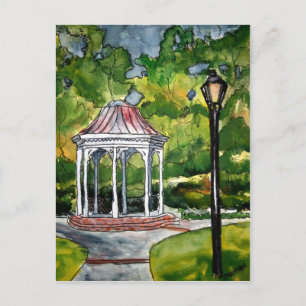 Carte Postale gazebo aquarelle peinture jardin nature