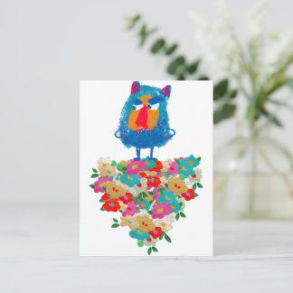 Carte Postale Géant grincheux sur des floraisons pastel