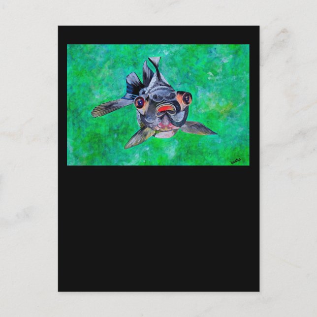 Carte Postale Geeky Blackmoor Goldfish aux yeux télescopiques (Devant)