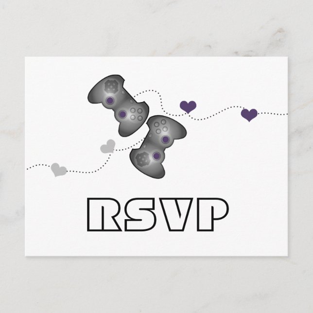 Carte postale Geeky Gamers RSVP (Argent/Violet) (Devant)