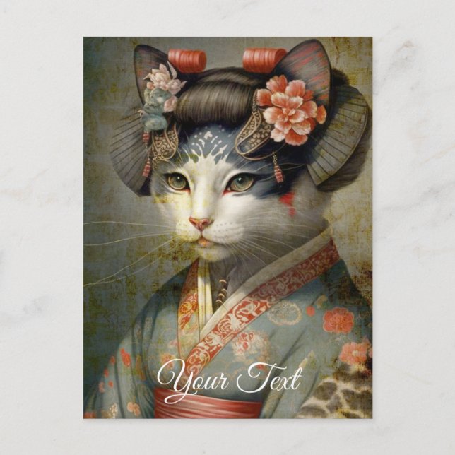 Carte Postale Geisha cat. Personnalisez. (Devant)