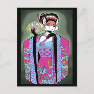 Carte postale Geisha Fox
