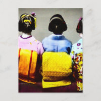Geishas vintages en Kimonos colorés et Obis 2