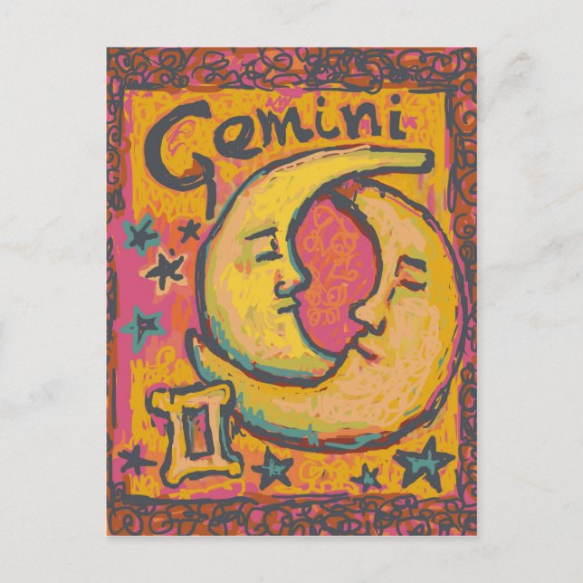 Carte Postale Gémeaux, produits personnalisables d'astrologie (Devant)