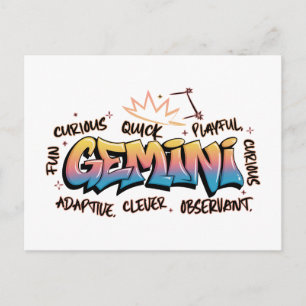 Carte Postale Gémeaux Zodiaque Graffiti