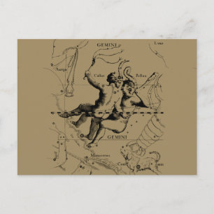 Carte Postale Gemini Constellation Zodiac Hevelius 1690