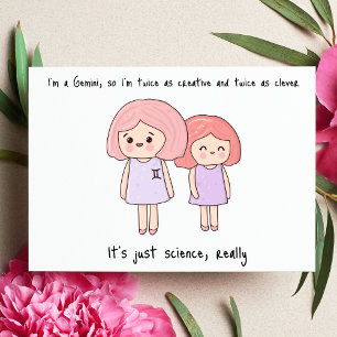 Carte Postale Gemini mignonne en style Kawaii