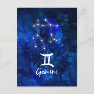 Carte Postale Gemini Zodiac Constellation Bleu Galaxie Céleste