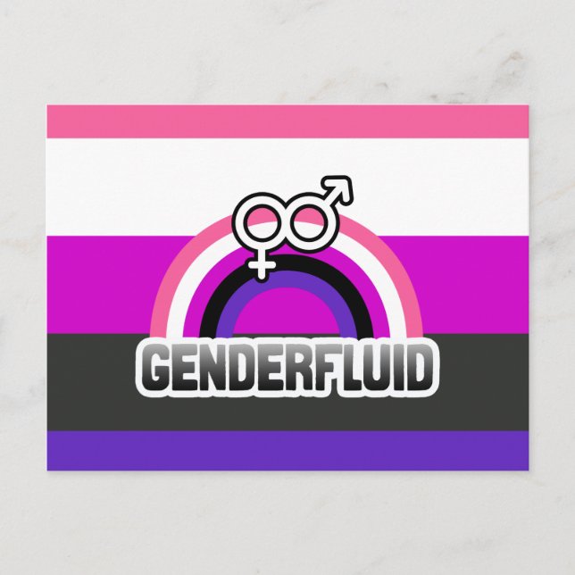 CARTE POSTALE GENDERFLUID RAINBOW (Devant)