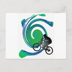 CARTE POSTALE GÈNE VERT DE VÉLO