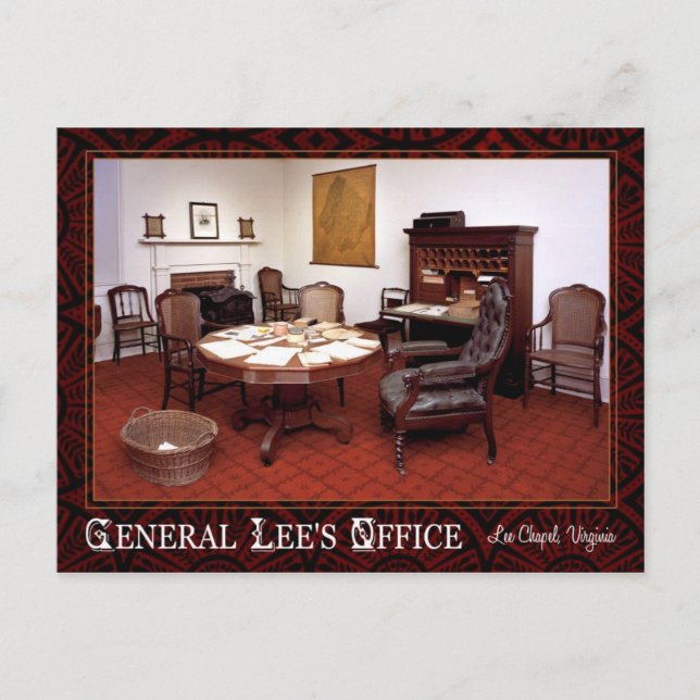 Carte Postale Général Robert E. Le bureau de Lee, Lee Chapel, VA (Devant)