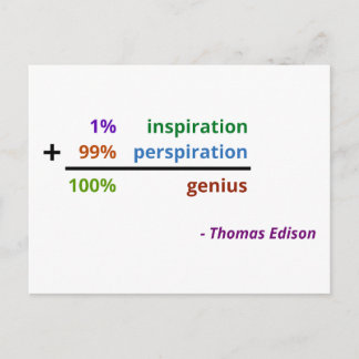 Carte Postale Genius est 1% inspiration et 99% perspiration