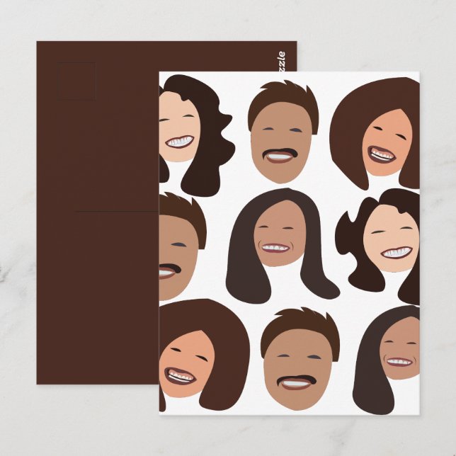 Carte Postale Gens souriants visage heureux (Devant / Derrière)