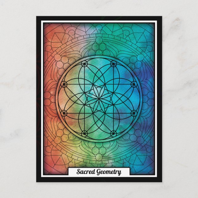 Carte Postale Géométrie Sacrée Personnalisée Mandala coloré (Devant)
