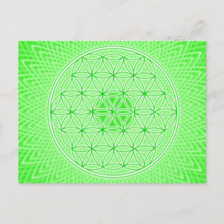 Carte Postale Géométrie sacrée psychédélique verte brillante Man