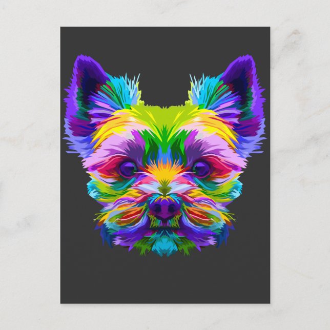Carte Postale Géométrique Yorkshire Terrier Yorkie Art Animal Lo (Devant)