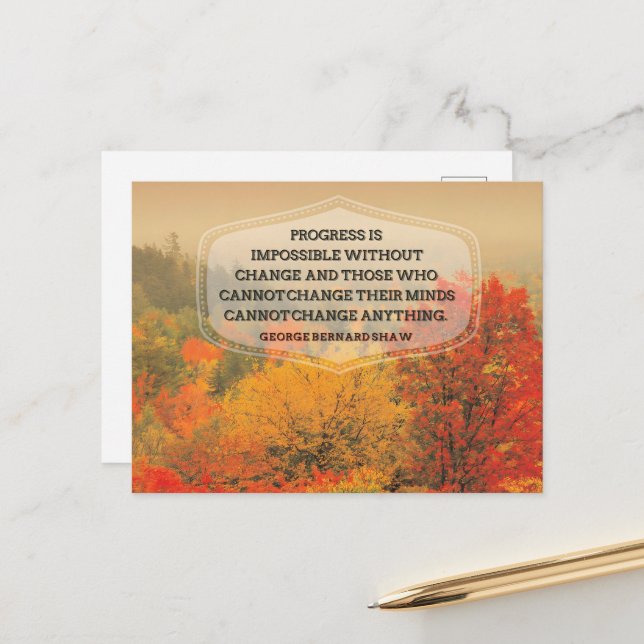 Carte Postale George Bernard Shaw Citation inspirante "Changemen (Devant/Arrière en situation)
