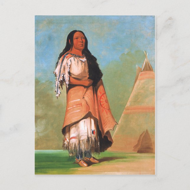 Carte Postale George Catlin, Femme indienne Blackfoot (Devant)