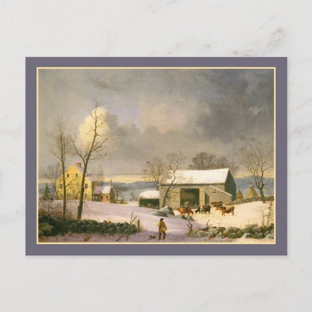 Carte Postale George Henry Durrie Russe Pays Ferme d'hiver (Devant)