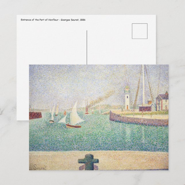Carte Postale Georges Seurat - Entrée du Port de Honfleur (Devant / Derrière)