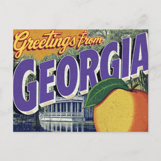 Carte Postale Georgia Peach and Mansion (Devant)