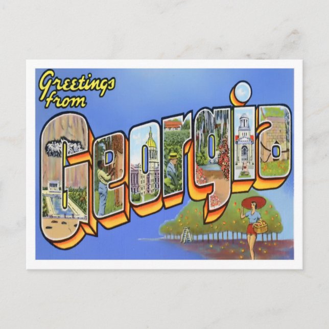 Carte postale Géorgie Vintage Big Letters (Devant)