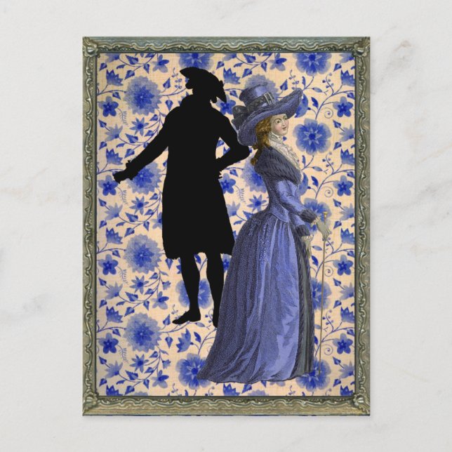 Carte Postale Georgoan Lady avec bâton - Bleu (Devant)