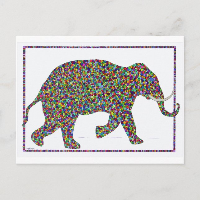 Carte Postale Gerald Glass Dot Running Elephant Post Card (Devant)