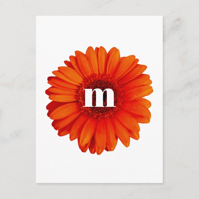 Carte Postale Gerbera Daisy Monogramme initial (Devant)