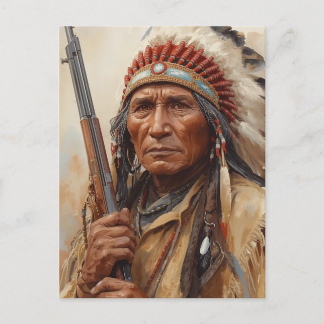 Carte Postale Geronimo Indian Chief Warrior Portrait (Devant)